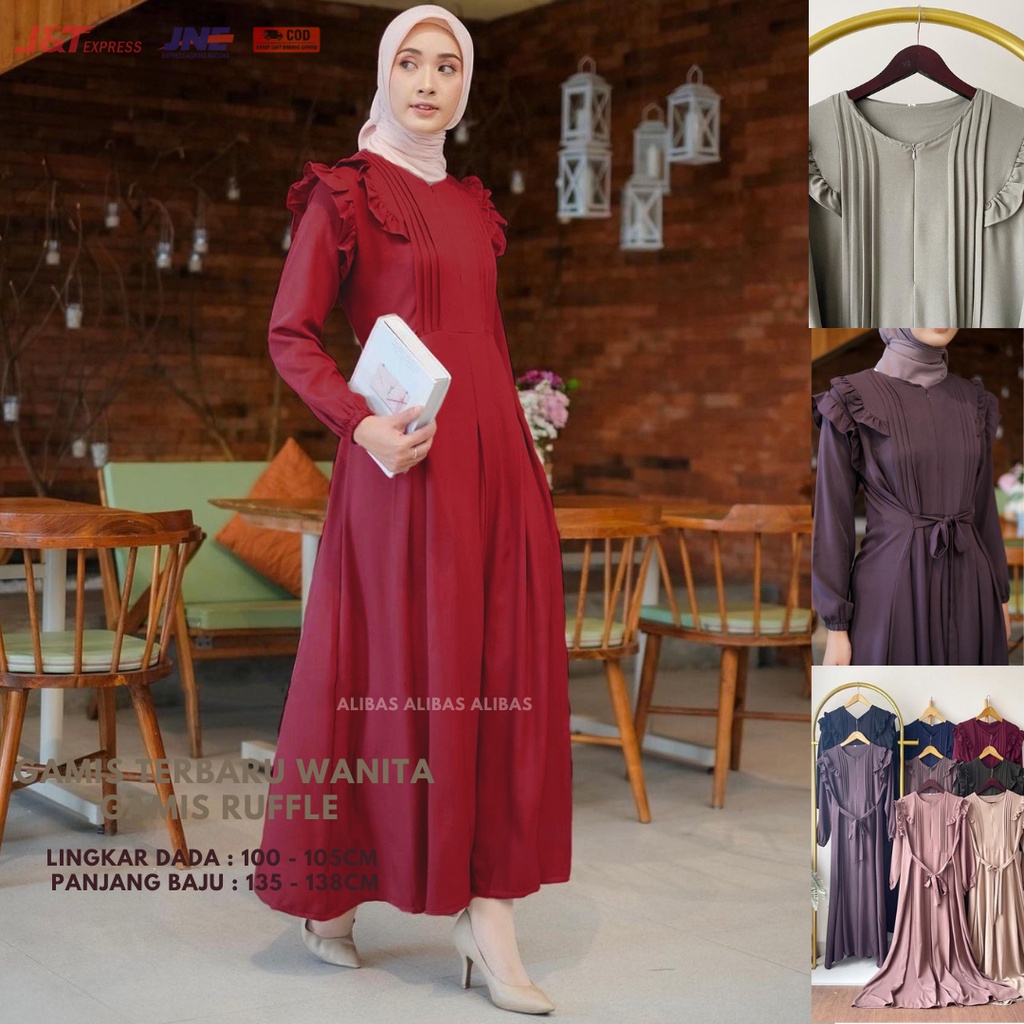baju muslim kekinian model baju gamis terbaru baju lebaran gamis ruffle model terbaru baju muslim mo