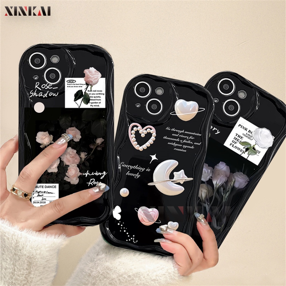 Casing hp Infinix Hot 30i Smart 8 Note 12 G96 Note 30 Note 30 Pro Smart 7 Smart 6 Smart 5   Hot 12 Play 11 Play 9 Play 10 Play Hot 20S Vintage Rose Pearl Moon 3D Soft Silicone Protection Case Cover Xinkai