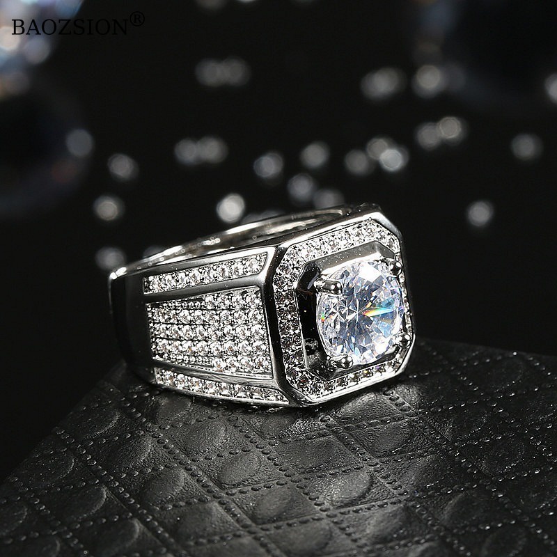 TERMURAH Termasuk sertifikat GRA Cincin Perak 925 Moissanite Pria Warna D