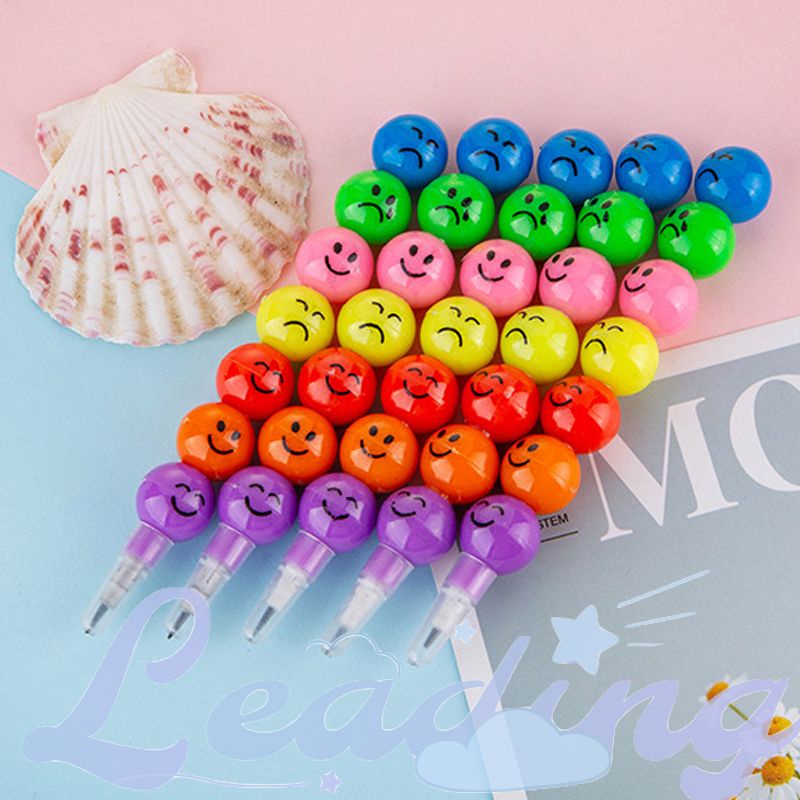 

Pensil Tujuh Bagian Krayon Grafiti Wajah Tersenyum Pensil Kreatif Kartun Belajar Siswa-Le