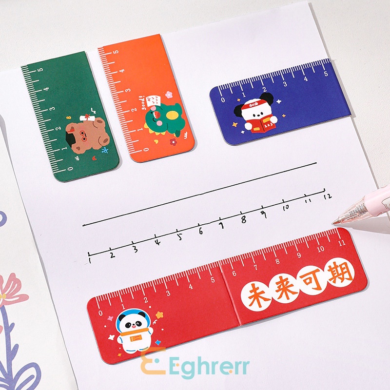 

✨EG-Buku Magnetik Kartun Kli，p Halaman Buku Lipat Lucu Siswa， Penggaris Teks Inspirasional Multifungsi-Eghrerr