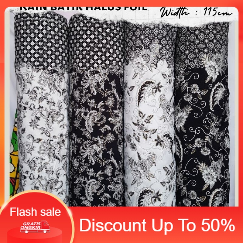 PROMO Kain Batik Halus Black and White Series Lebar 115cm Kaun Batik Meteran Hitam Putih