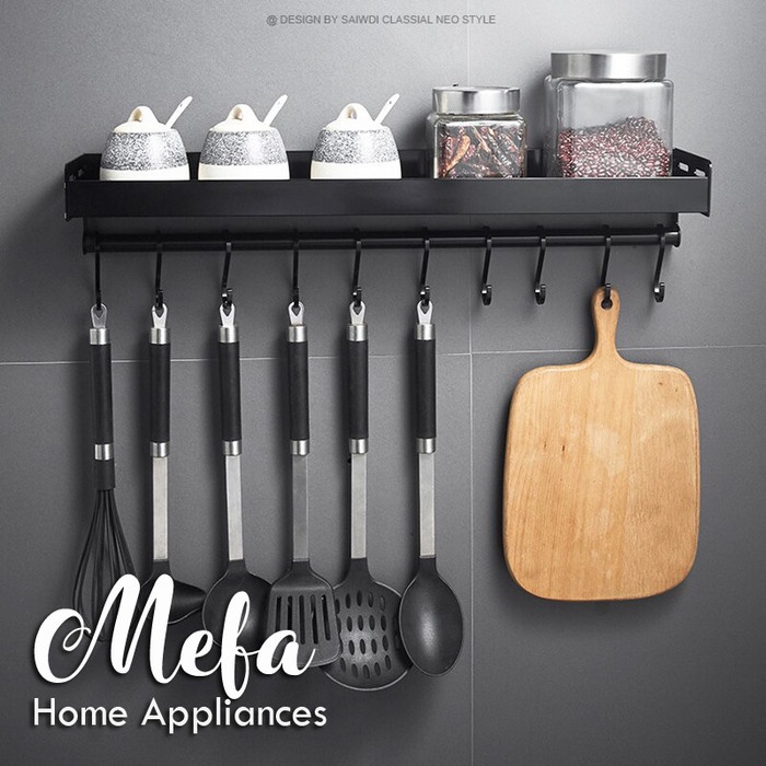 

Tempat Bumbu Dapur Unik Alumunium Gantungan Spatula / Rak Dinding - - Silver -