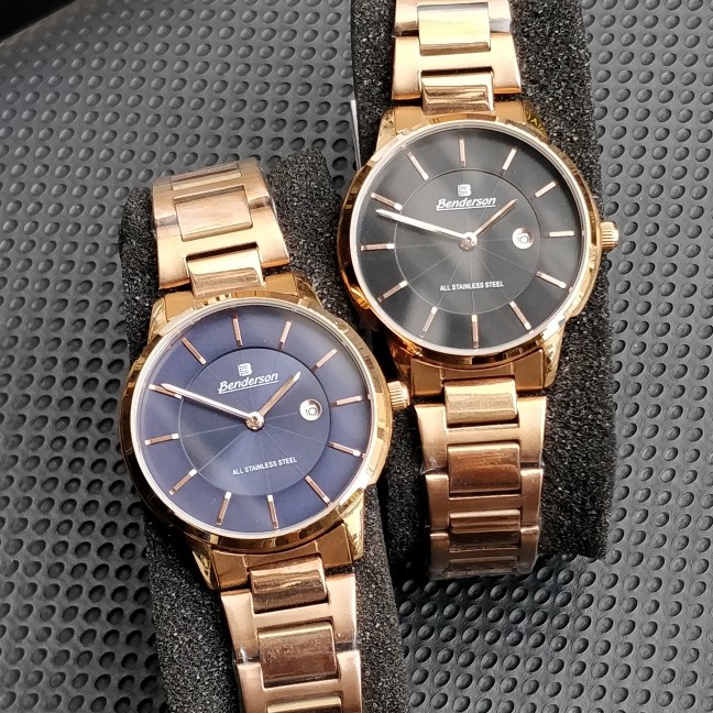 Jam Tangan Wanita Benderson All Stainless Steel Rosegold Black Blue