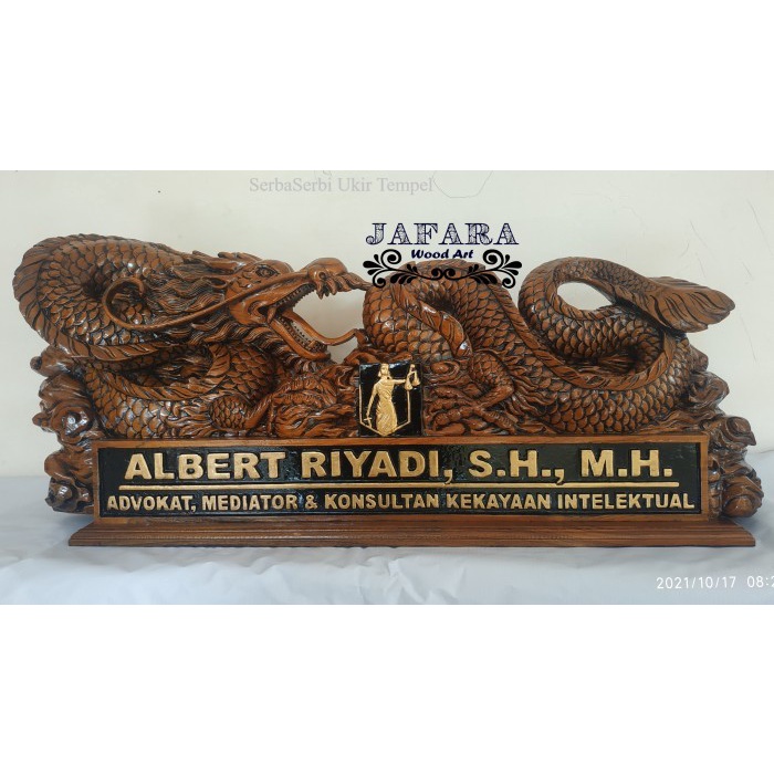 

Papan Nama Jabatan Kayu Jati Ful Ukir Motif Naga Cina Bisa Request Termurah