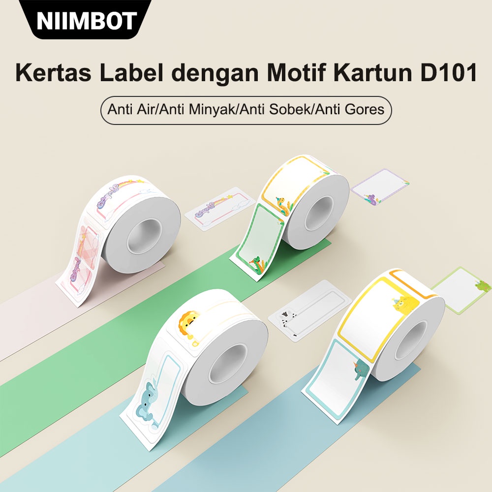 

NIIMBOT D101 Kertas Label Warna Stiker Nama Anak Rumah Tangga Stiker Termal Tahan Air Siswa Lucu