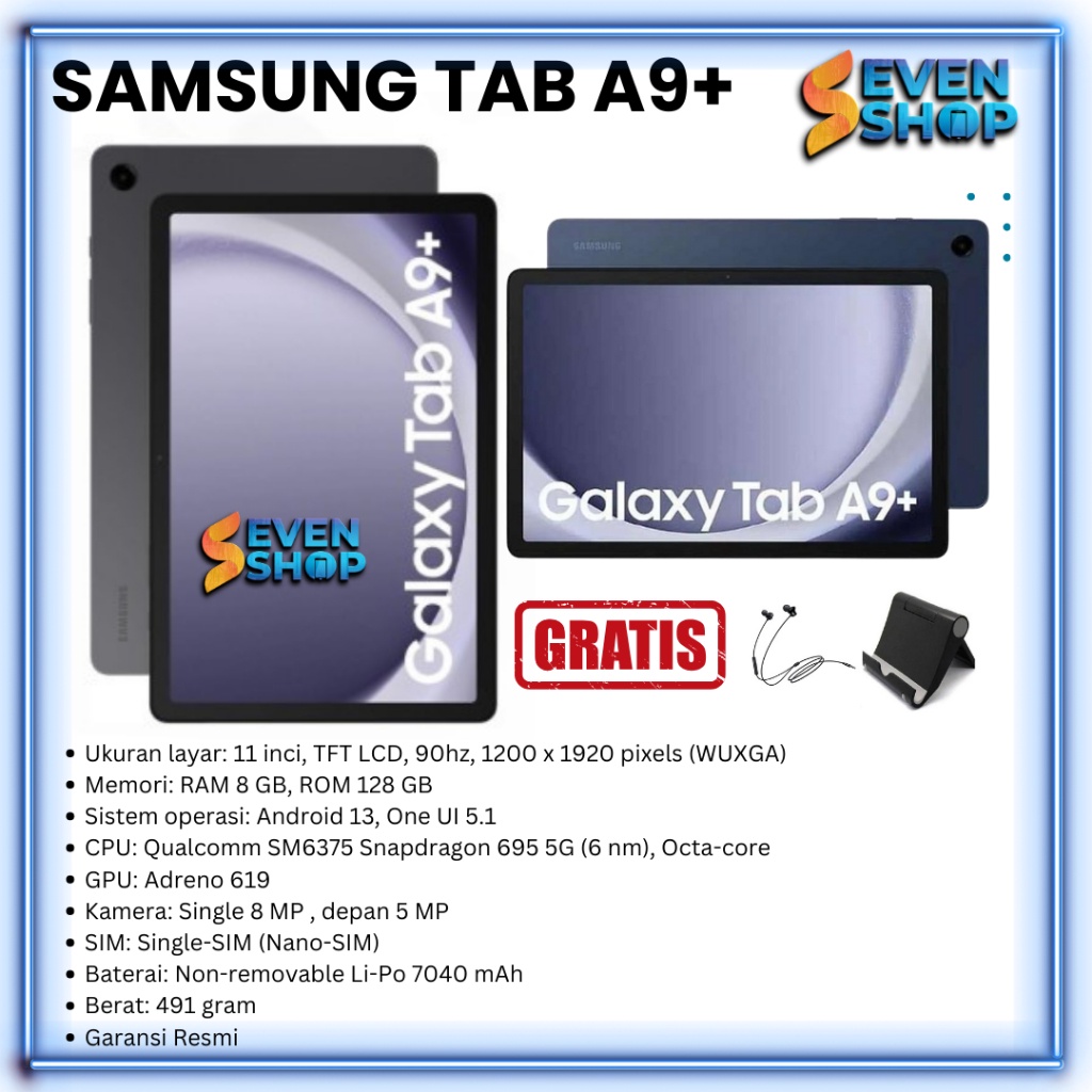 Tablet Galaxy Tab A9+ 5g - Garansi Resmi - 8gb/128gb