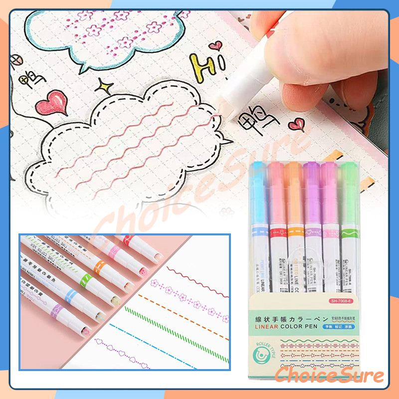 

Pena Garis Warna Bermotif / Spidol Garis Aesthetic Warna Warni