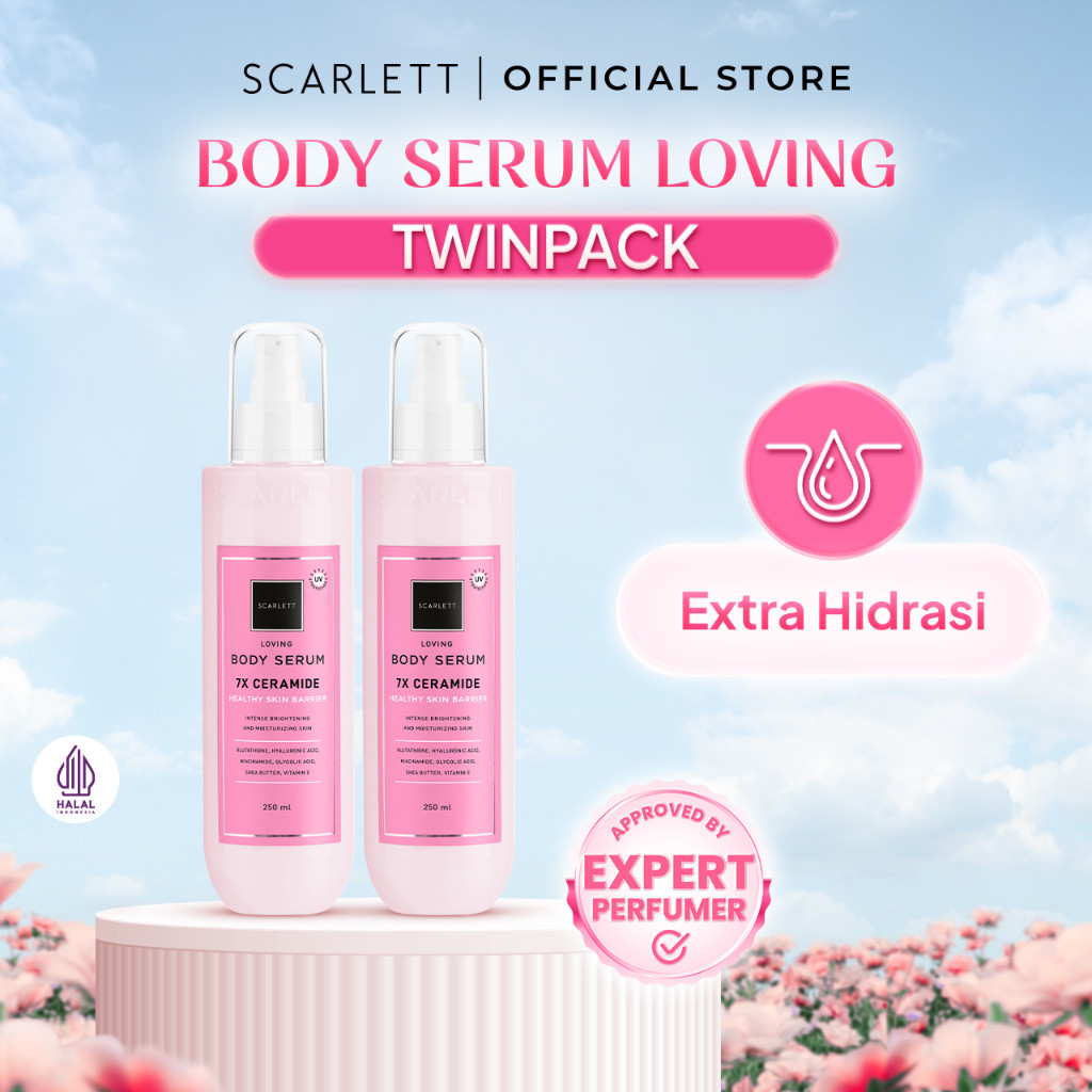 Scarlett 2Pcs Bodylotion Whitening Body Serum Loving Twin Pack Mencerahkan dan Melembabkan Kulit Han