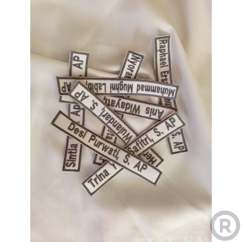 

Bordir BORDIR NAMA / NAME TAG / paket isi pcs Bordir Nama Custom