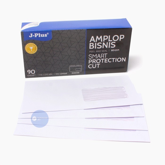 

Amplop Putih Jendela Kiri & Kanan No.90 / 80g JPLUS Biru [ 1 PACK ] - Jendela Kanan