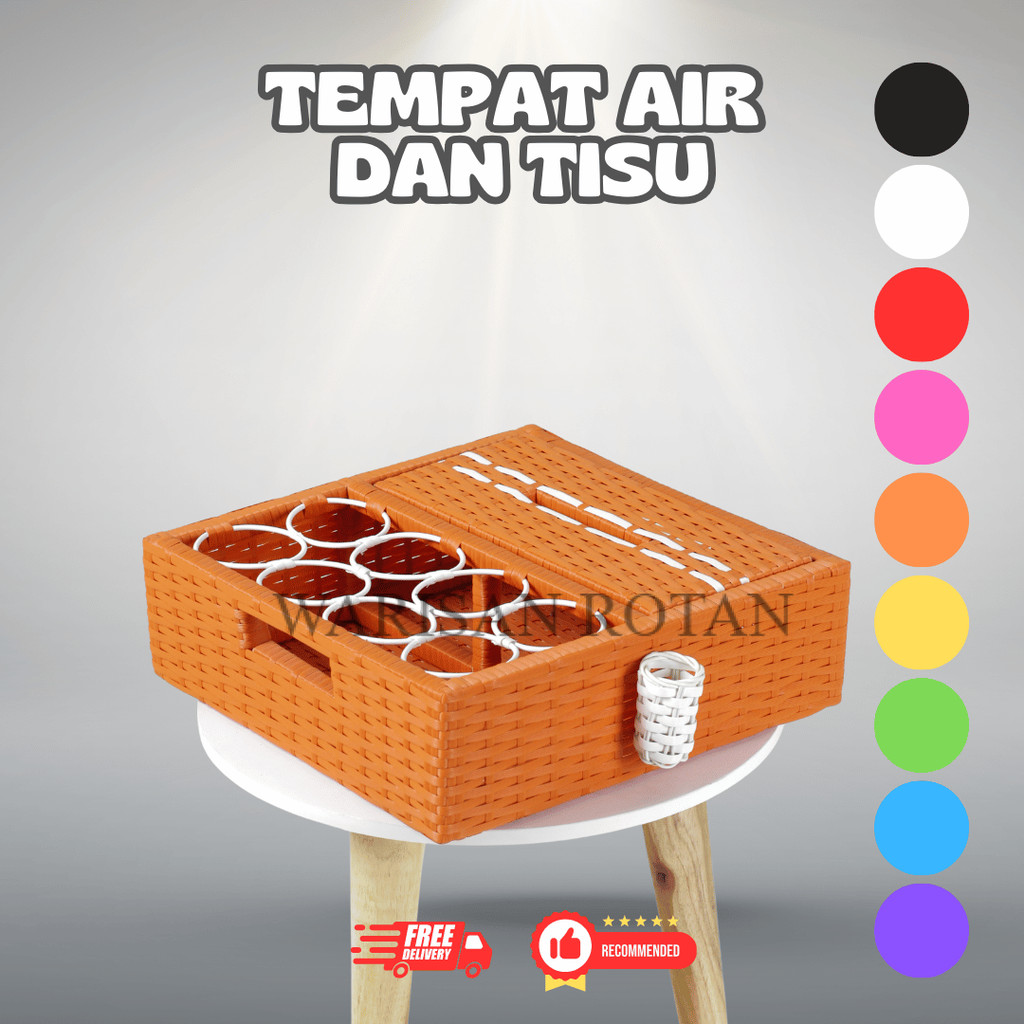 Tempat Tissue Dan Aqua Gelas Air Mineral/ Tempat Wadah Tisu Dan Aqua Rotan Sintetis Wadah Tissue Air