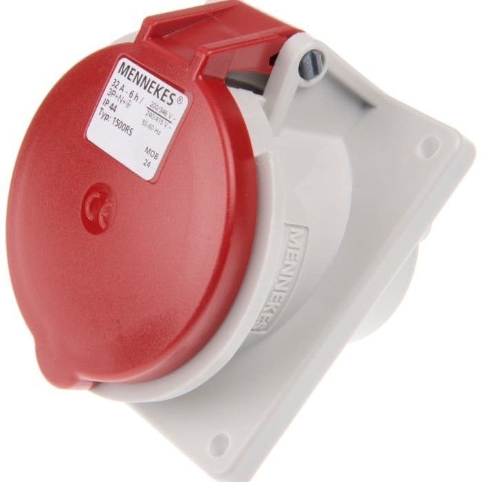 panel mounting mennekes 32a 3phase 5pin ip44 ref 1500