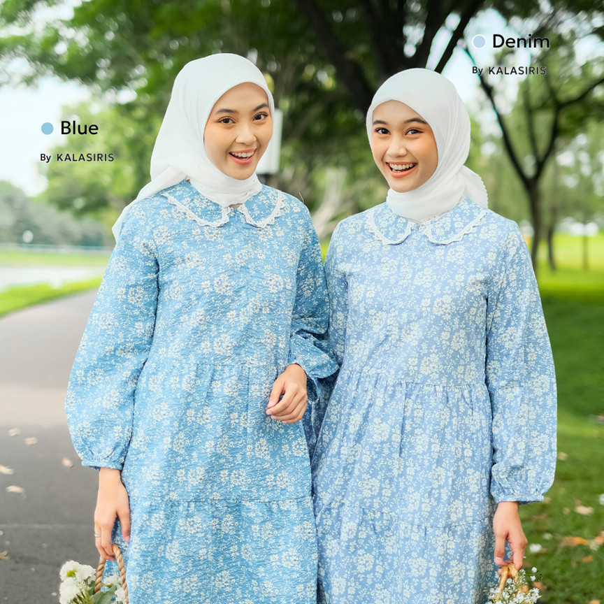 Nibras Hijab x Kalasiris Atasan Tunik Wanita Lengan Panjang Motif Bunga Cotton - Camelia Tunik