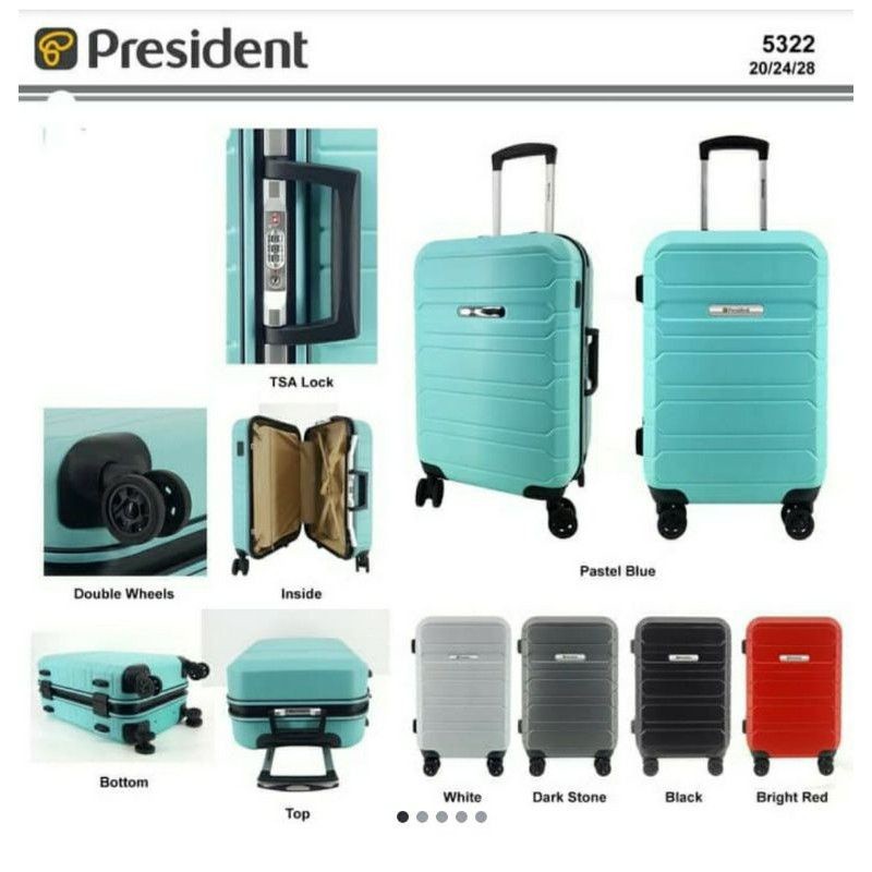 Koper 20 Inch Tanpa Seleting Kabin Size TSA - Original - President 5322