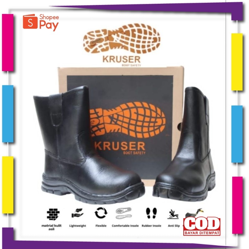 [PREMIUM ORIGINAL] SEPATU SAFETY KRUSHER SEPATU SAFETY MURAH SEPATU PRIA SEPATUSAFETY KULIT ASLI SOL
