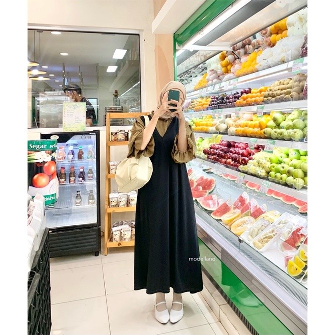 [𝗚𝗹𝗮𝗺𝗼𝗿𝗮] Yubin Overall Polos Dress Korean Look Mayung Jumbo XXl Bigsize - Hitam