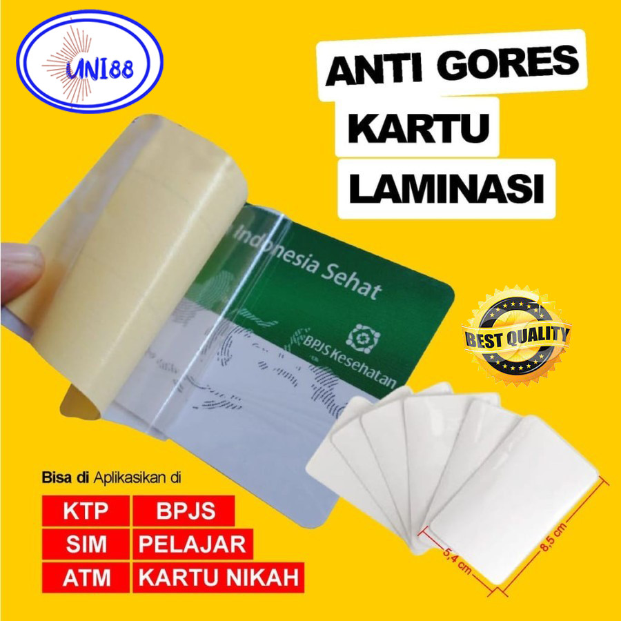 

Anti Gores KTP ATM SIM Kartu Pelajar BPJS Sticker Laminasi Transparan Stiker Pelindung Kartu ID Card Sim Flazz Emoney