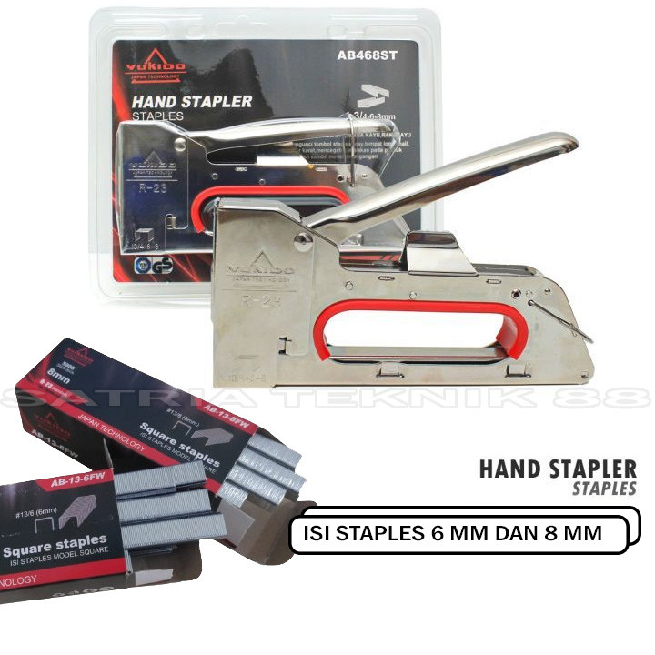 

YUKIDO - Staples Gun / Stapler Tembak / Staples Jok Gun Tembak Jok Kulit Motor - Gun Tacker 13/4-6-8mm Free isi staples 6 mm dan 8mm