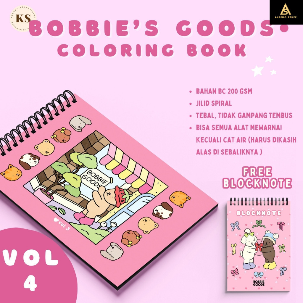

Bobbie's Goods Vol.4 Coloring Book Buku Mewarnai Anak Remaja Dewasa Aesthetic Kertas Tebal
