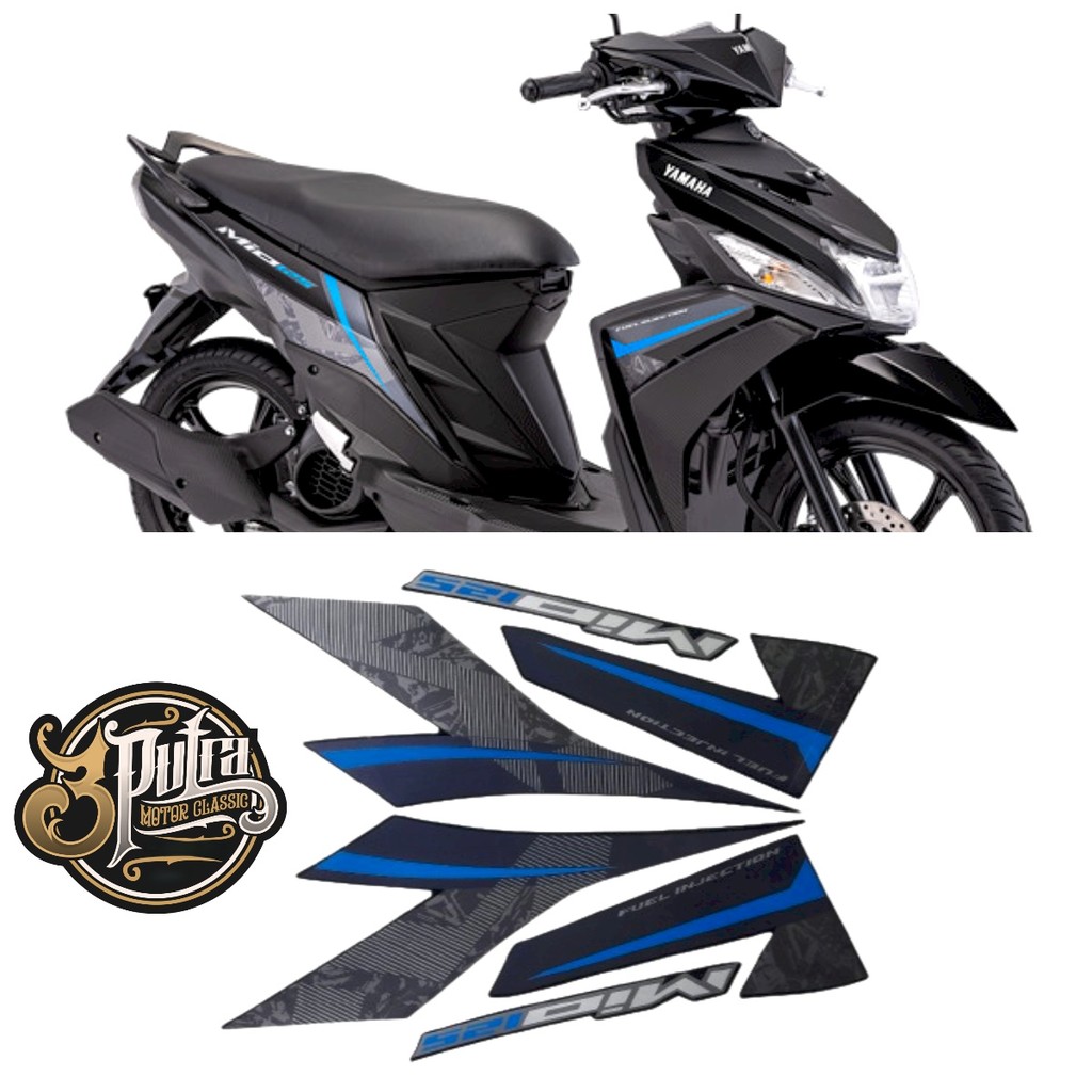 Stiker Striping lis body Motor Yamaha Mio M3 125 2019 full hitam-biru