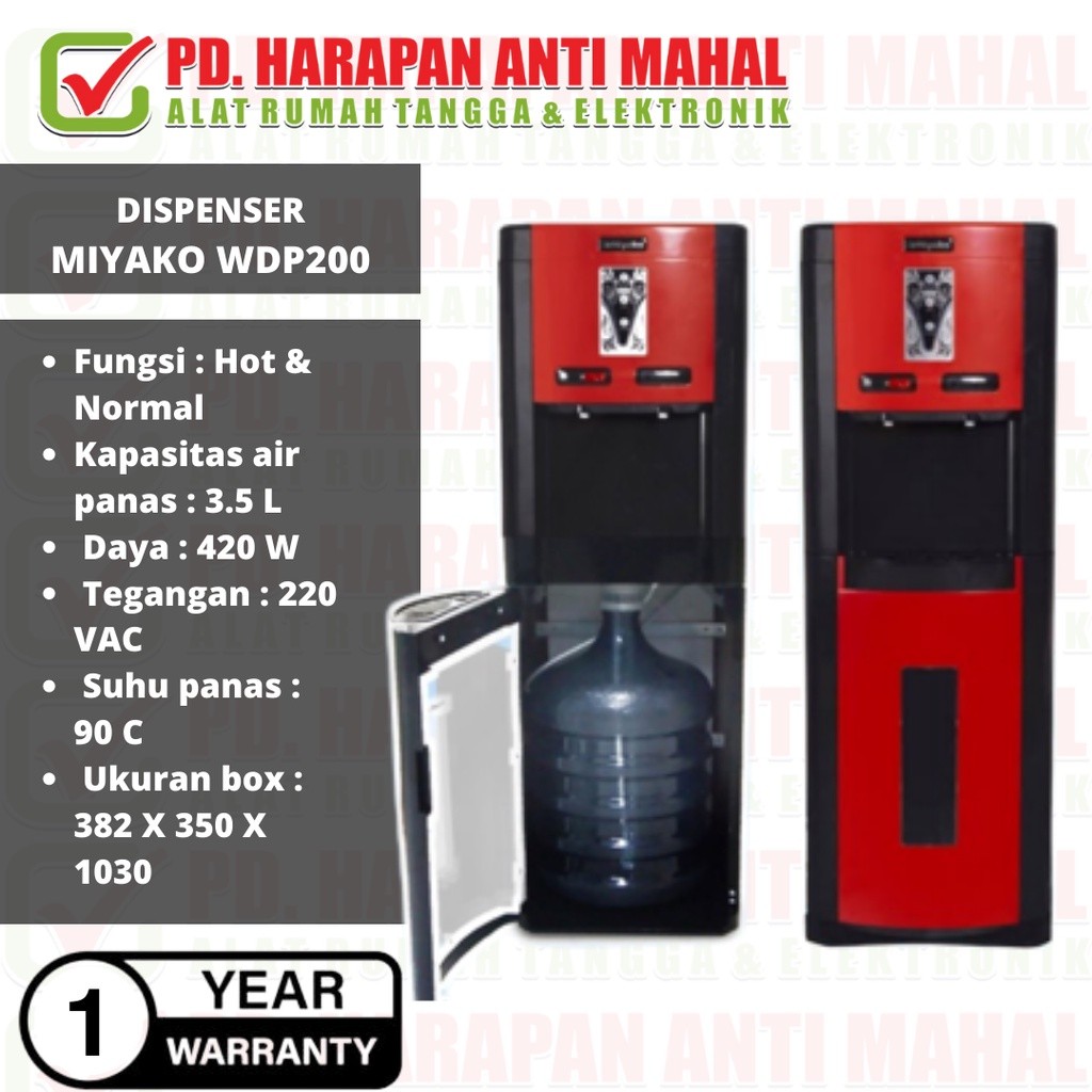 DISPENSER MIYAKO WDP200/ DISPENSER MIYAKO GALON BAWAH 2KRAN/ DISPENSER MIYAKO WDP200 TERMURAH