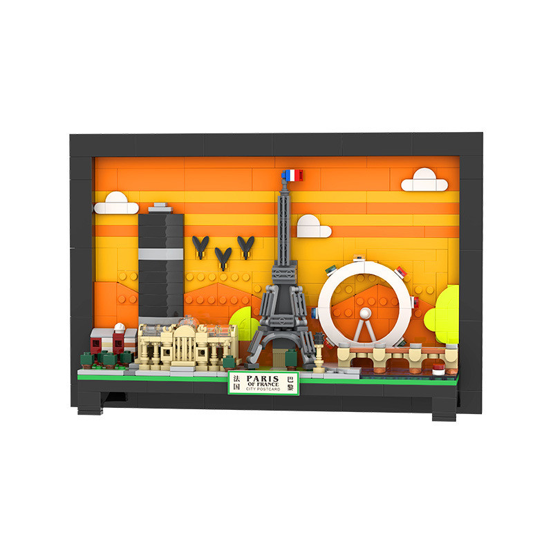 

WG4925 City Postcard Series Paris Wall Hanging Painting Building Blocks Small Particle Educational Toy Children Boys Toy Gifts