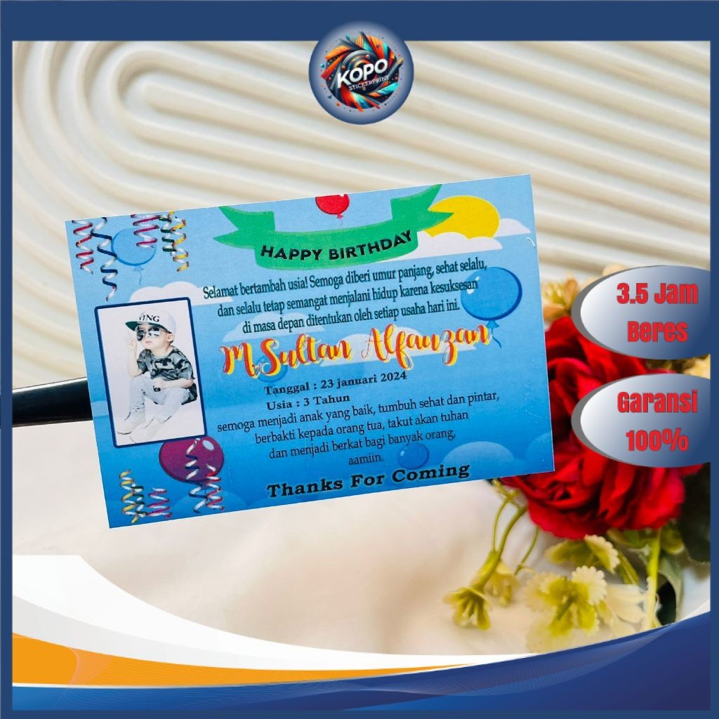 

KOPO Cetak Sticker Ulang Tahun Anak Custom Chromo Persegi Stiker Label Hampers Ultah Birthday