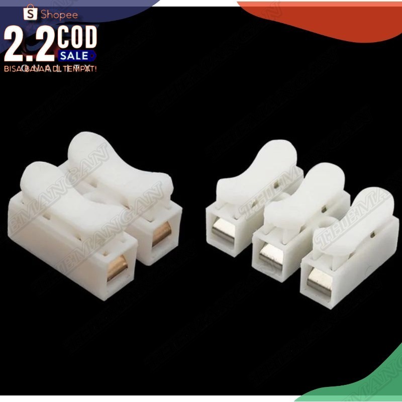 [BISA COD] 10pcs Terminal Connector Sambungan Kabel Listrik 2 Pin 3 Pin Jepit - MURAH