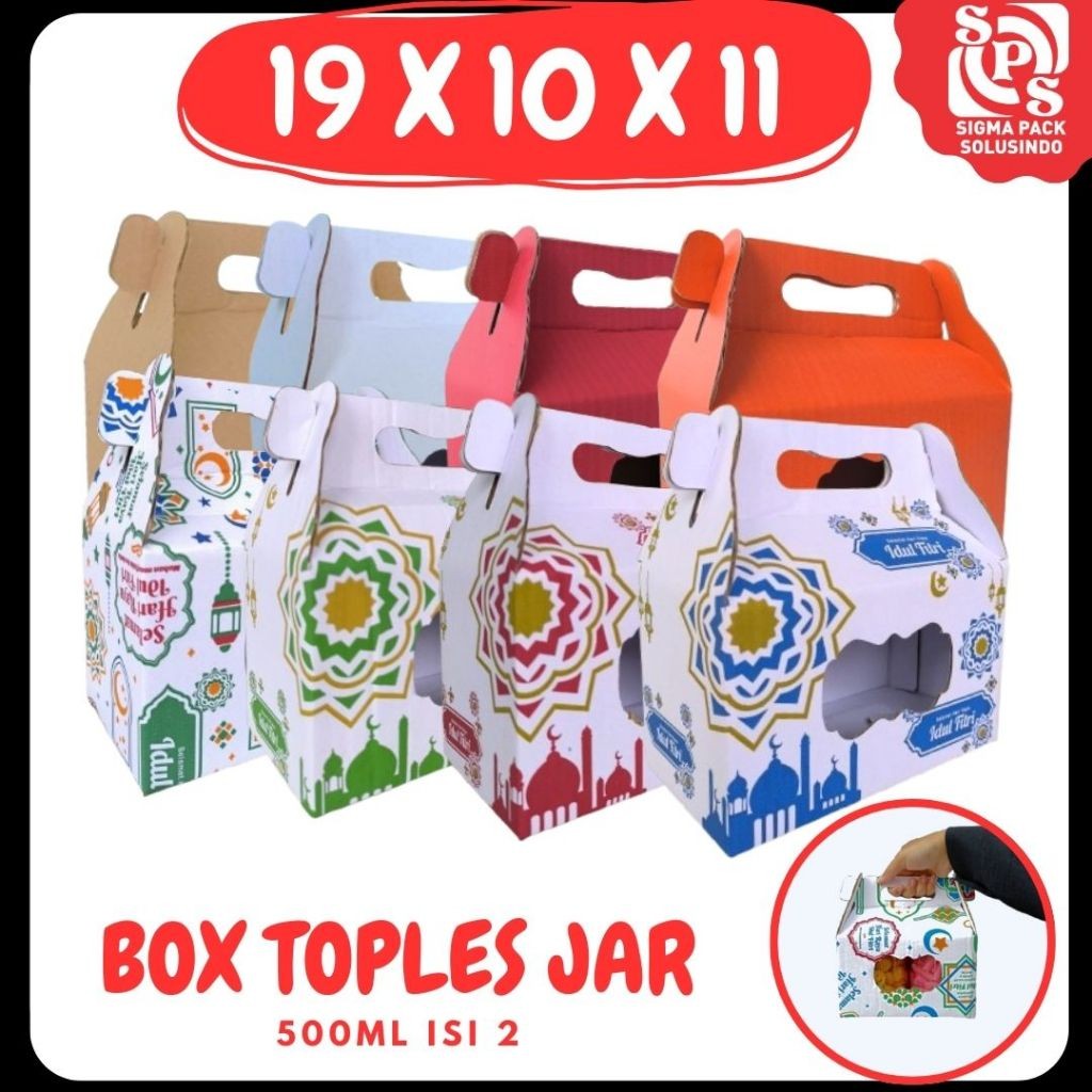 

Box_kuker 19x10x11 Jinjing (KUKER TOPLES JAR 500 ml Isi 2) Kardus Kue Kering Tabung / Idul Fitri /Hampers / Lebaran / Gable Box Polos/Motif MEDIAPACK