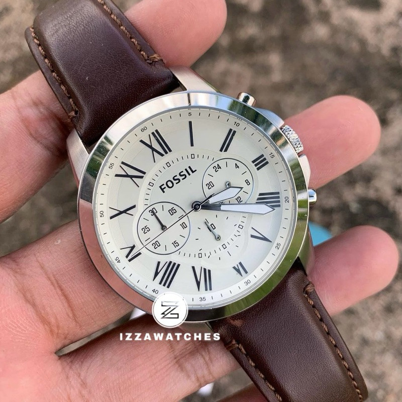 Jam Tangan Pria Grant FS4735 Chronograph Beige Dial Brown Leather Strap