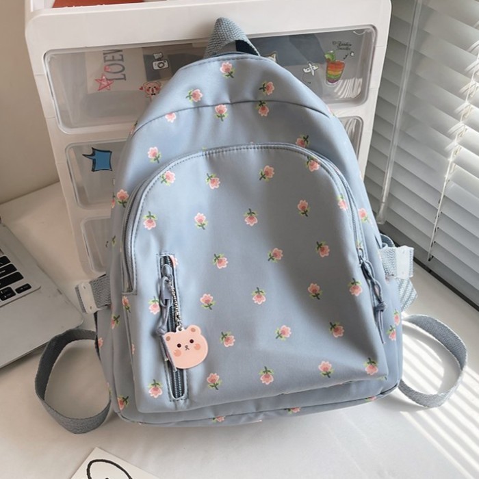 Mismi Ursule Bag Tas Ransel Mini Wanita Motif Little Flower - 20U - Biru