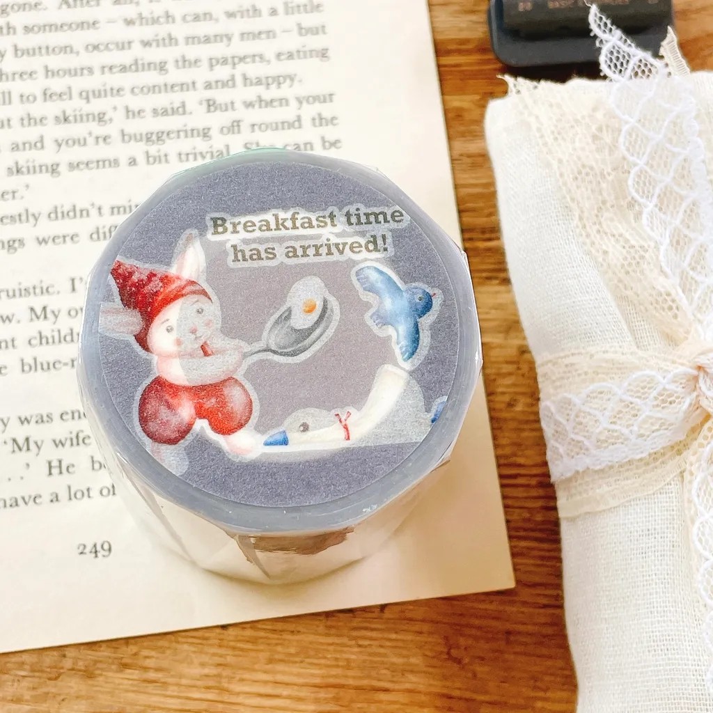

Vinatage Bunny Doll Breakfast Movement Washi Masking Tape for Planner Card Making DIY Scrapbooking Decorative Sticker