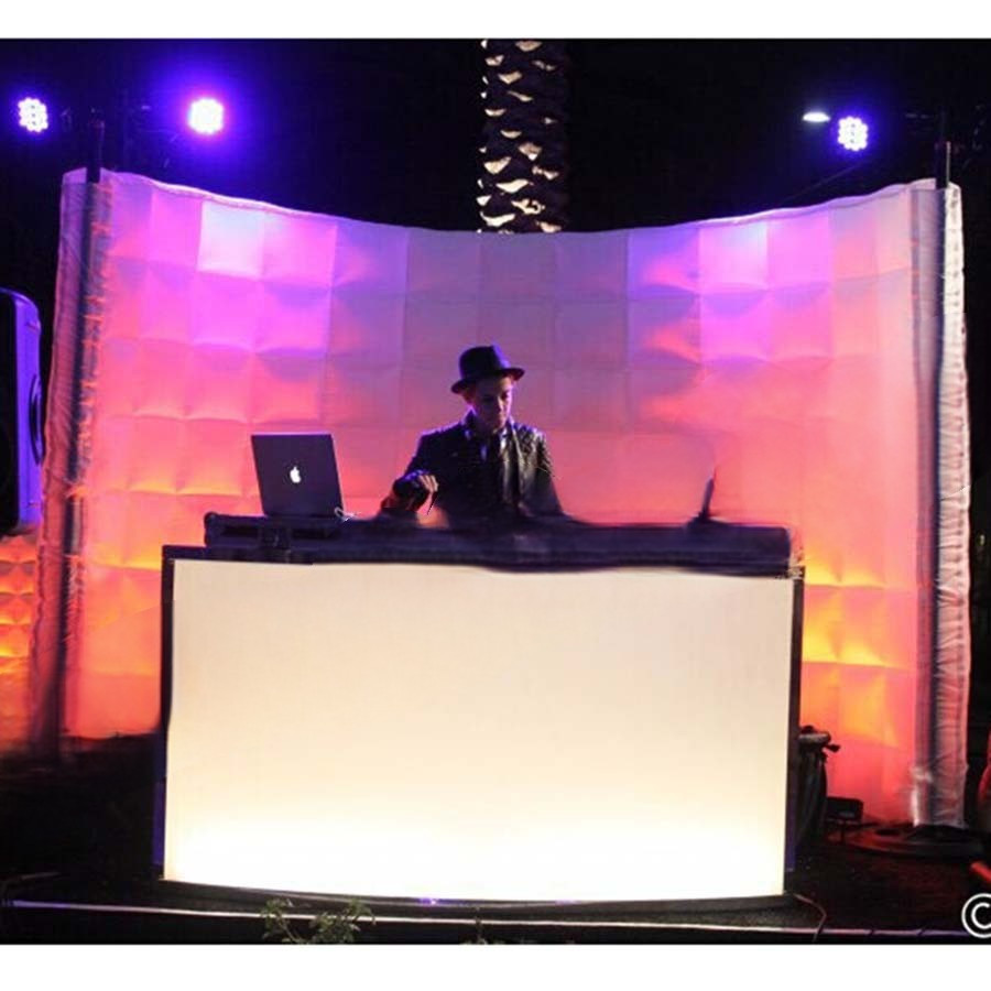 Club Decoration 3mWx2.1mH Cheap Free Shipping Led Lights Inflatable Dj Booth For Bar,