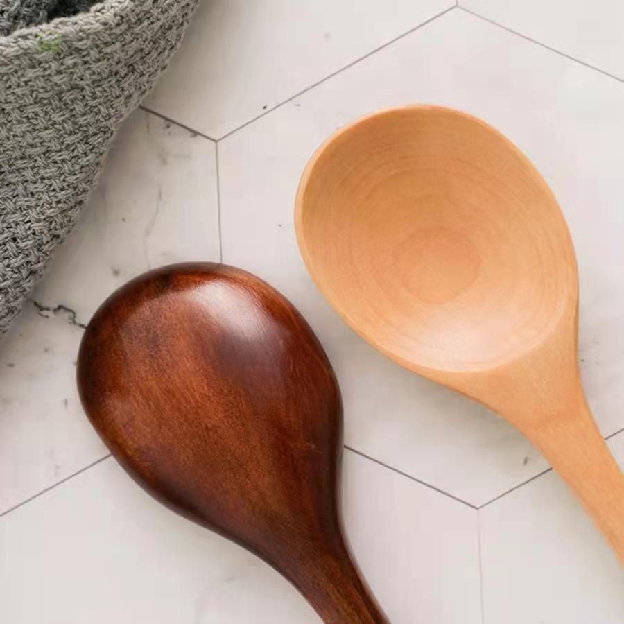 Sendok Kayu Gagang Panjang Gaya Jepang Sendok Sup Kayu Sendok Kayu Campuran Panci Panas Murah
