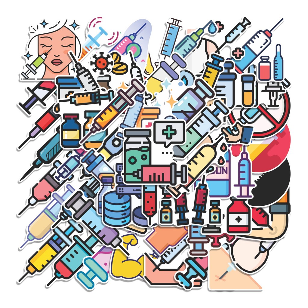 

COD 50 Pcs Stiker Suntikan Lucu Anti Air Untuk Dekorasi Notebook Sepeda Skateboard Handphone