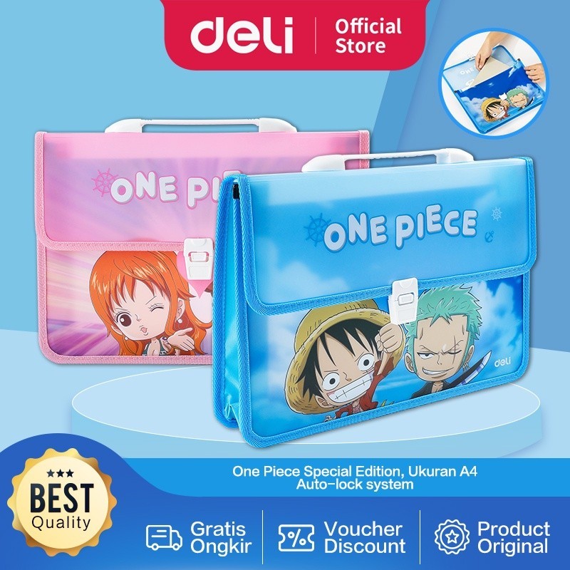 

Deli Brief Case / Map Tas A4 Kartun One Piece Dengan Sistem Auto Lock EF621