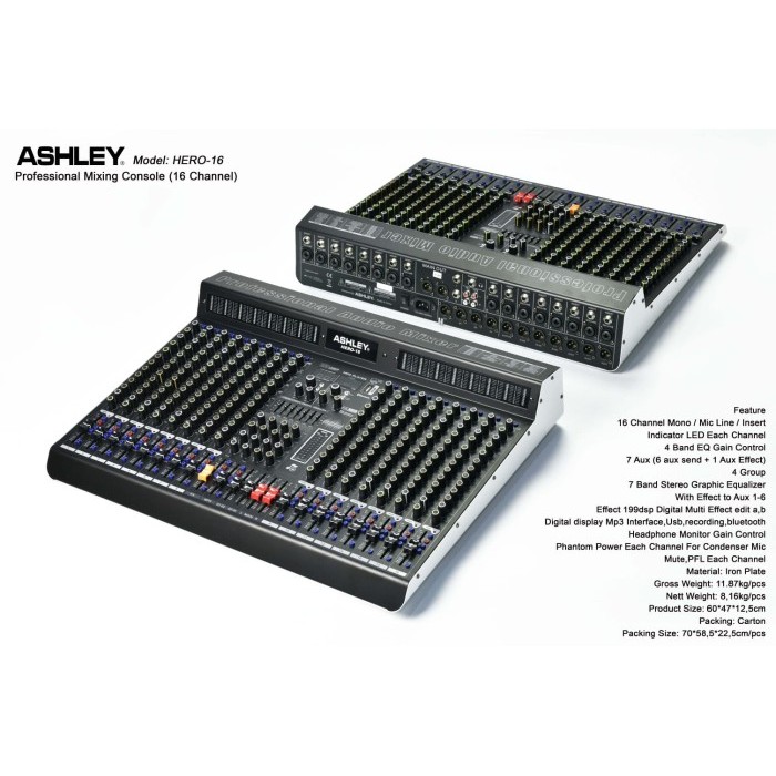 Mixer Ashley HERO 16 / HERO16 16 Channel ORINAL ASHLEY