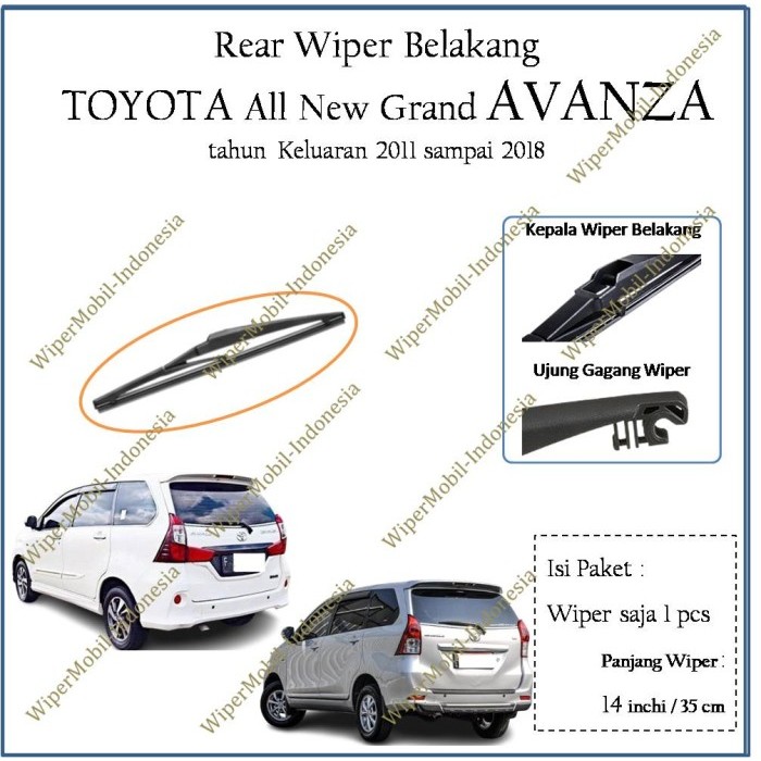 KokoWiper Wiper Kaca Belakang Toyota All New Avanza 2011 2012 2013 2014 2015