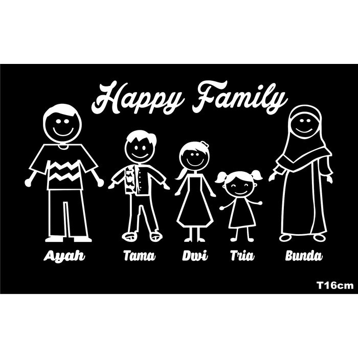 Stiker Cutting Happy family untuk kaca mobil laptop dll