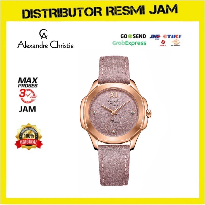 Jam Tangan Wanita Alexandre Christie AC 2A28 LH AC2A28 Pink Leather
