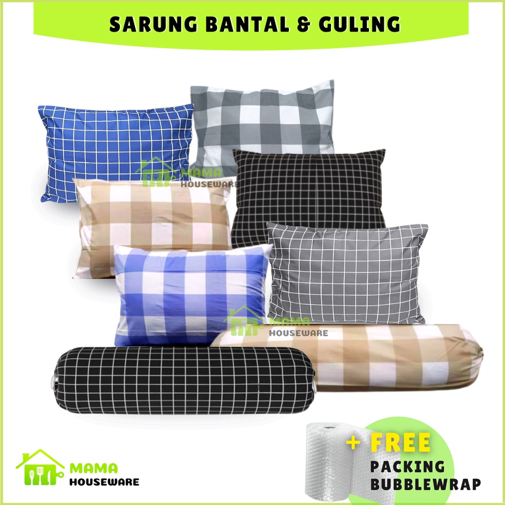 Sarung Bantal Guling Motif Kotak Kotak / Sarung Guling Tidur Aesthetic