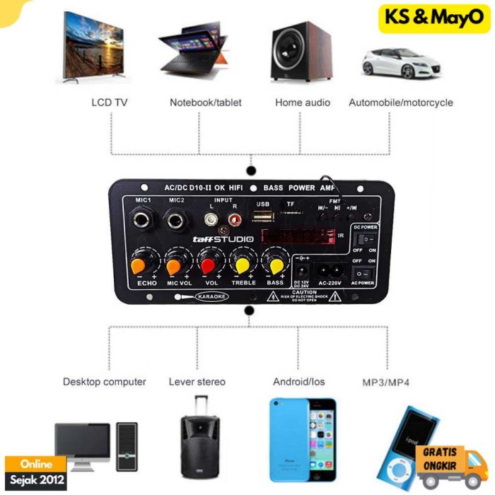 Alat Audio Amplifier Karaoke Bluetooth + Digital Screen