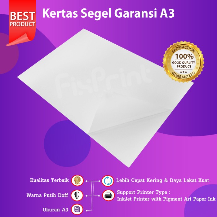 

Kertas Segel Pecah Telur A3 untuk Stiker Garansi Warranty Polos lembar SS27