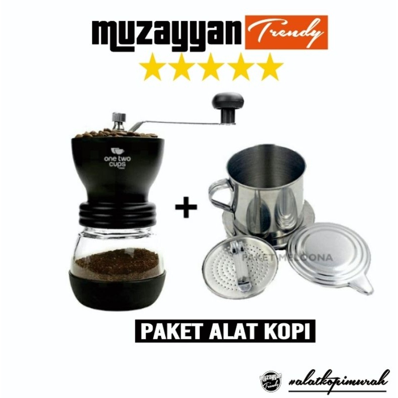 Paket Alat Kopi - Penggiling Kopi Grinder Manual + Vietnam drip