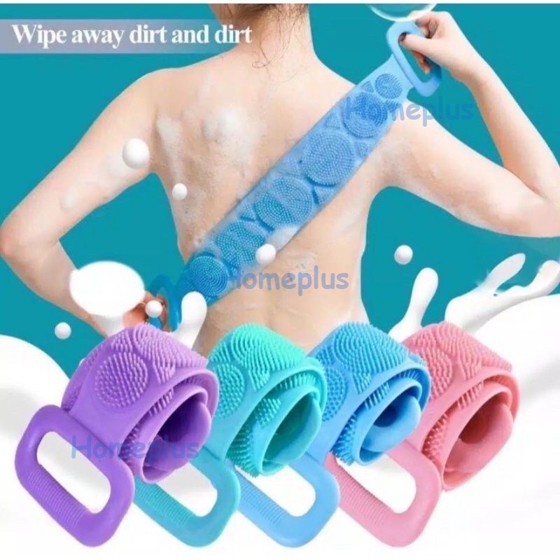 HomePlus Sikat Punggung Silikon Alat Gosok Punggung Sikat Silikon Mandi Pembersih Punggung Dua Sisi Body Scrubber Punggung Brush Pull Back Strip