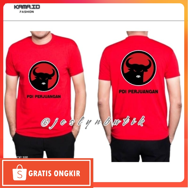 Kaos Kekinian / KAOS DISTRO PARTAI PDI KAOS PDI PERJUANGAN SABLON DEPAN BELAKANG KAOS KEREN KAOS POL