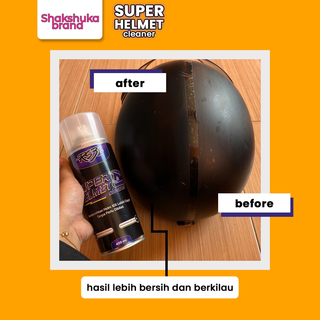 RS31 Super Helmet Cleaner, Foam Cairan Pembersih Helm Motor Doff, Glossy, Leather  | Sabun Cuci dan Shampoo Perawatan Helm dan Kaca Visor Bening, Dark Smoke,  Praktis Tanpa Dibilas | Penghilang Bau Apek/Tidak Sedap, Anti Jamur dan Anti Bakteri