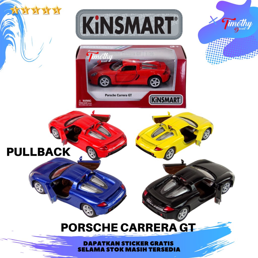 Diecast Kinsmart Porsche Carrera GT Varian Warna Skala 32 Pullback