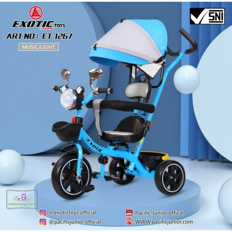 Sepeda anak balita roda tiga EXOTIC ET - 1262 1267 1267 1269 Musik Lampu Baby Stroller roda 3